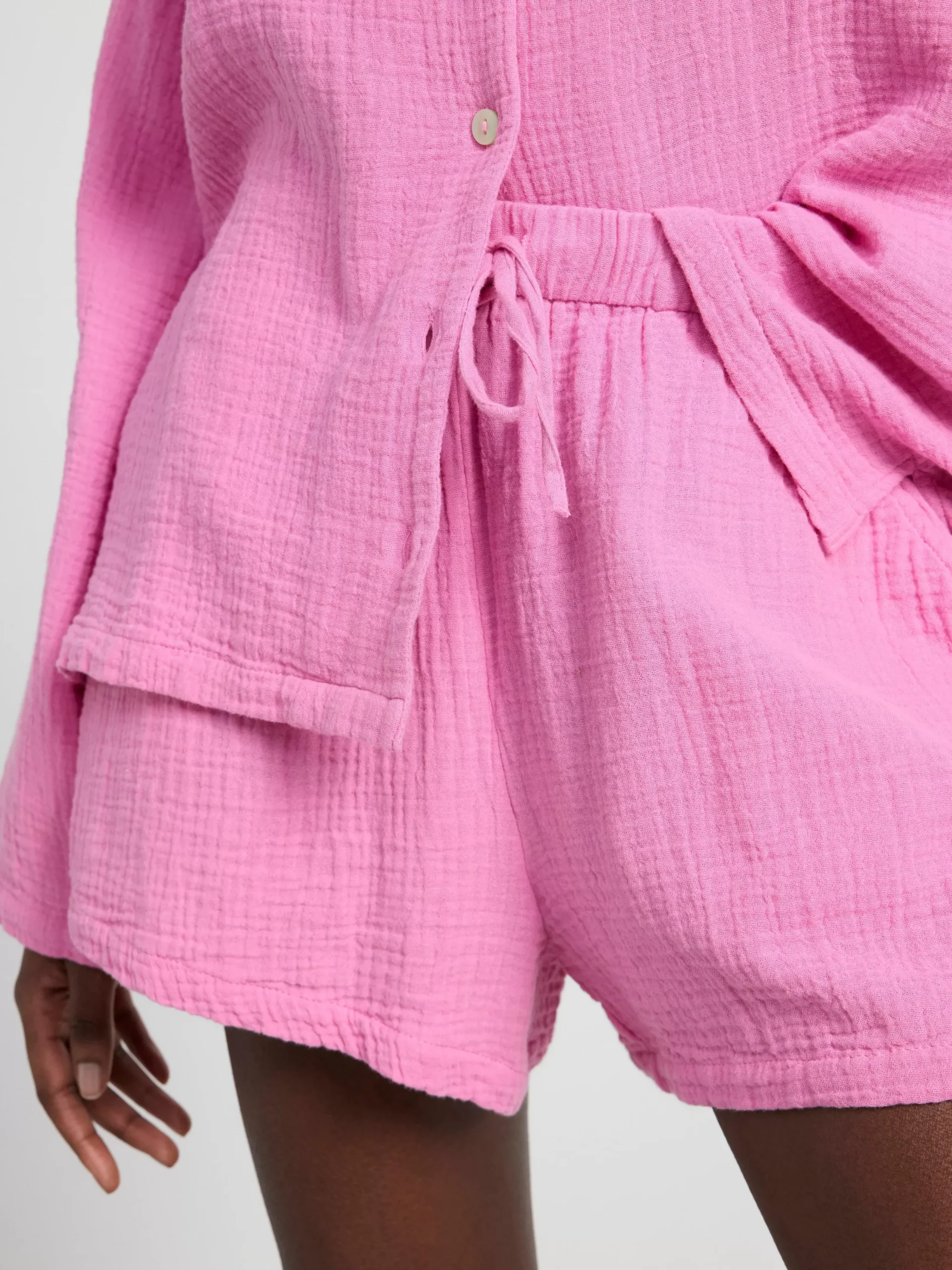 Nattplagg>Lindex Pyjamasset I Bomullsvav Pink