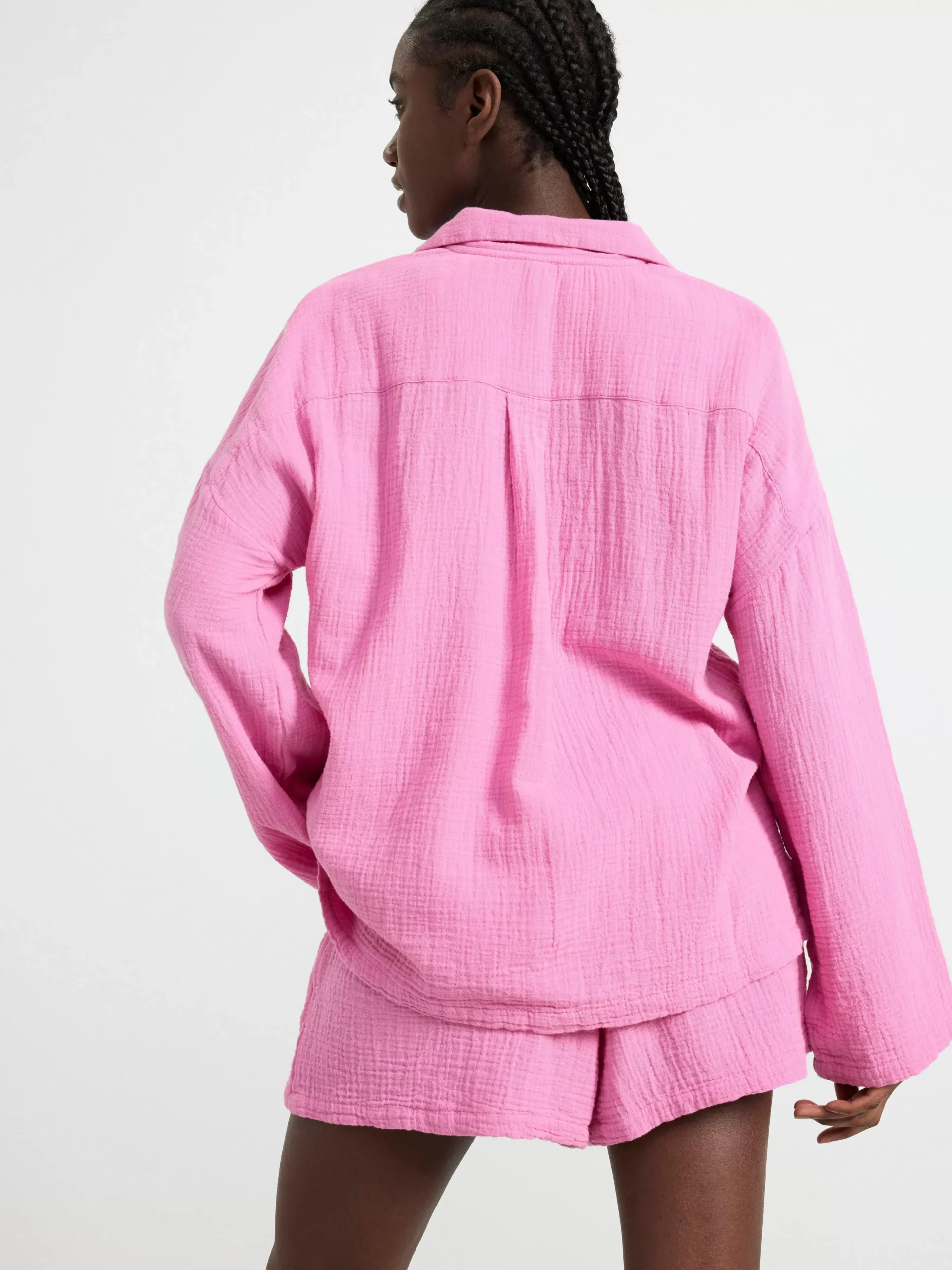 Nattplagg>Lindex Pyjamasset I Bomullsvav Pink