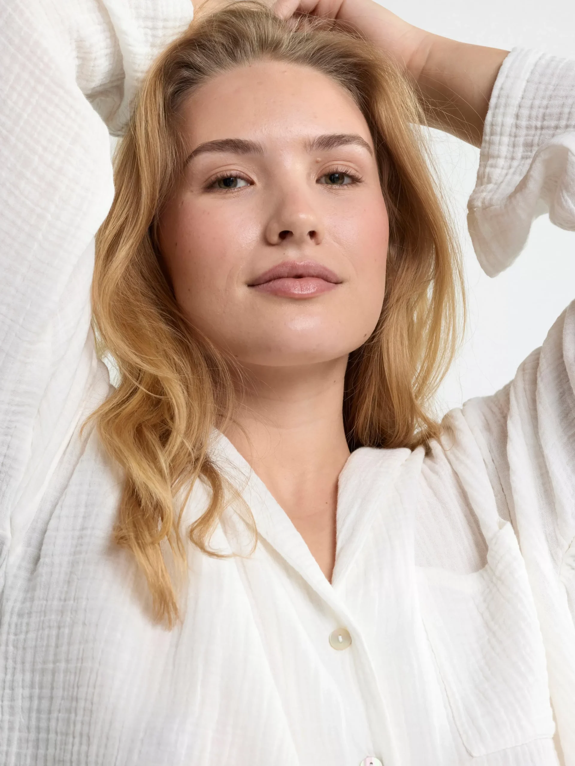 Nattplagg>Lindex Pyjamasset I Bomullsvav Off White