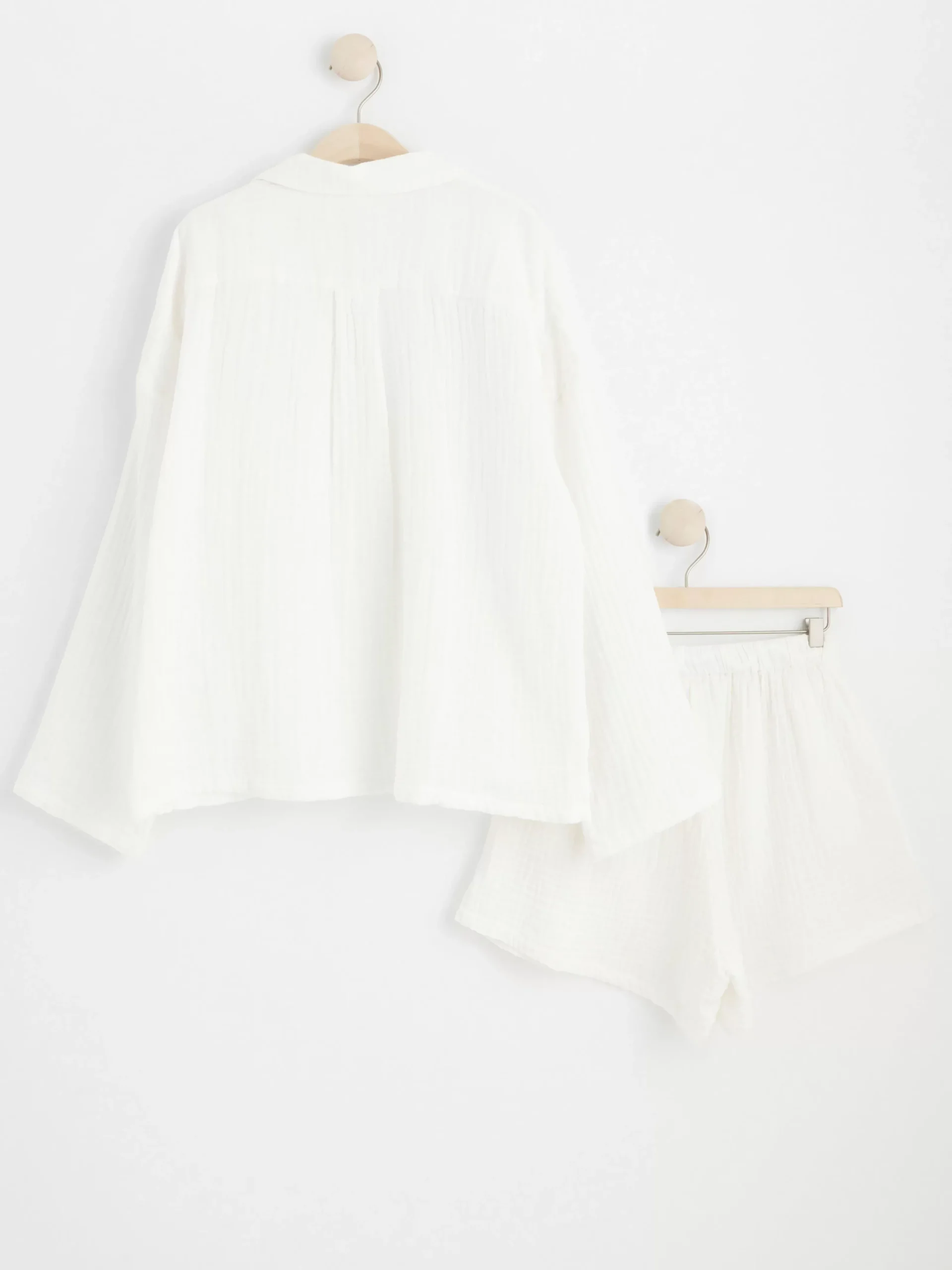 Nattplagg>Lindex Pyjamasset I Bomullsvav Off White
