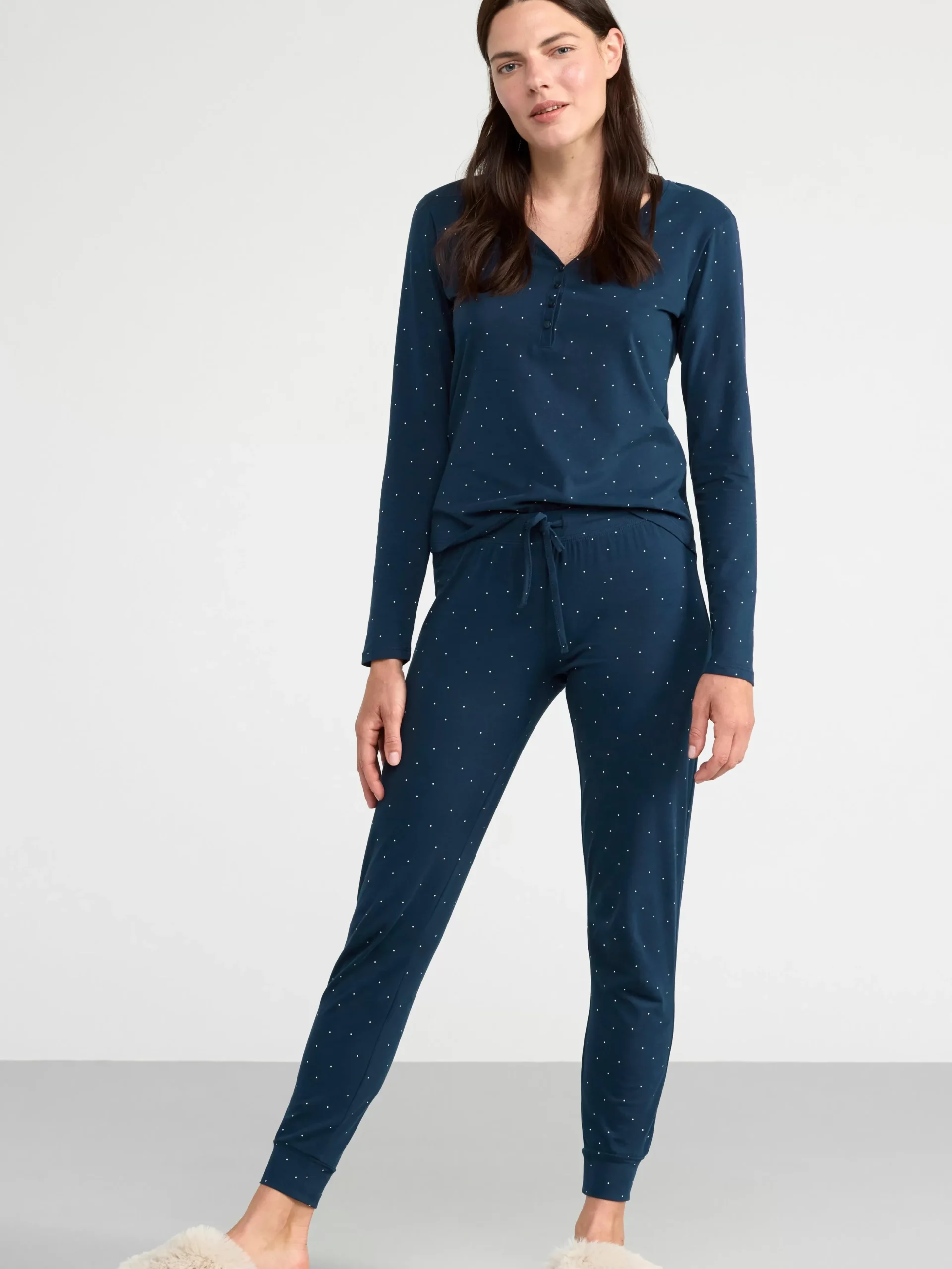 Nattplagg>Lindex Pyjamasset I Mjuk Trika Navy