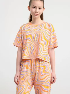 Nattplagg>Lindex Pyjamasset Med Croppad T-Shirt Och Byxa Light Coral