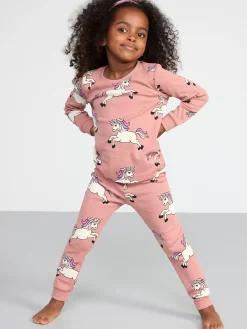 Nattplagg>Lindex Pyjamasset Med Enhorningar Dusty Pink