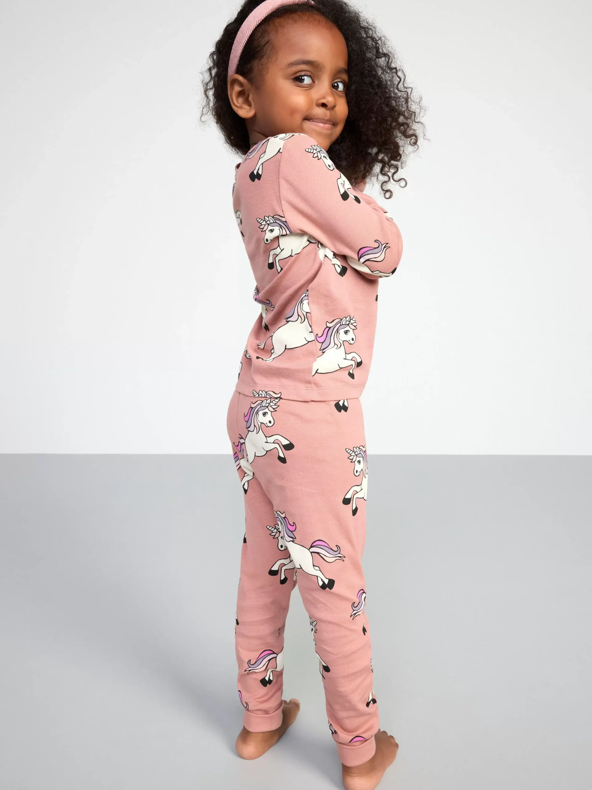 Nattplagg>Lindex Pyjamasset Med Enhorningar Dusty Pink