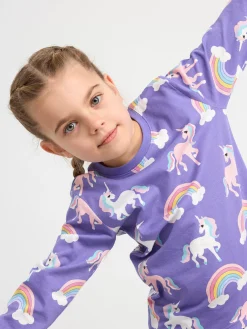 Nattplagg>Lindex Pyjamasset Med Enhorningar Dk Lilac