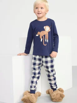 Nattplagg>Lindex Pyjamasset Med Ett Tryck Med En Apa Dark Blue