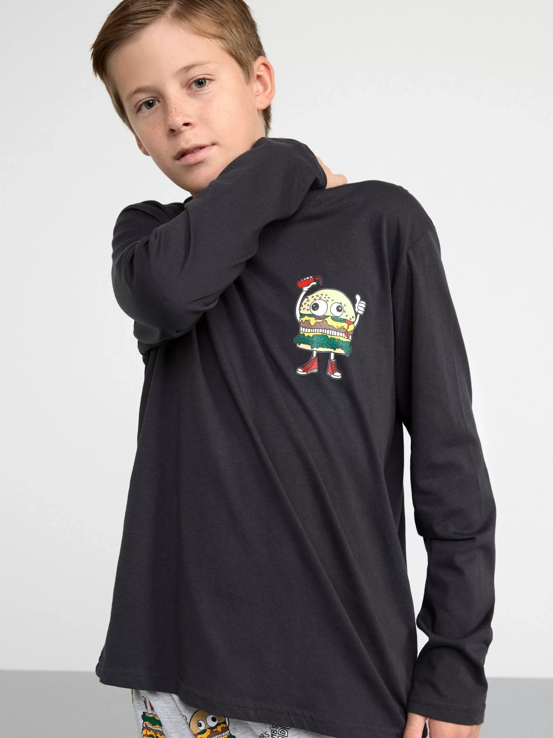 Nattplagg>Lindex Pyjamasset Med Hamburgare Black