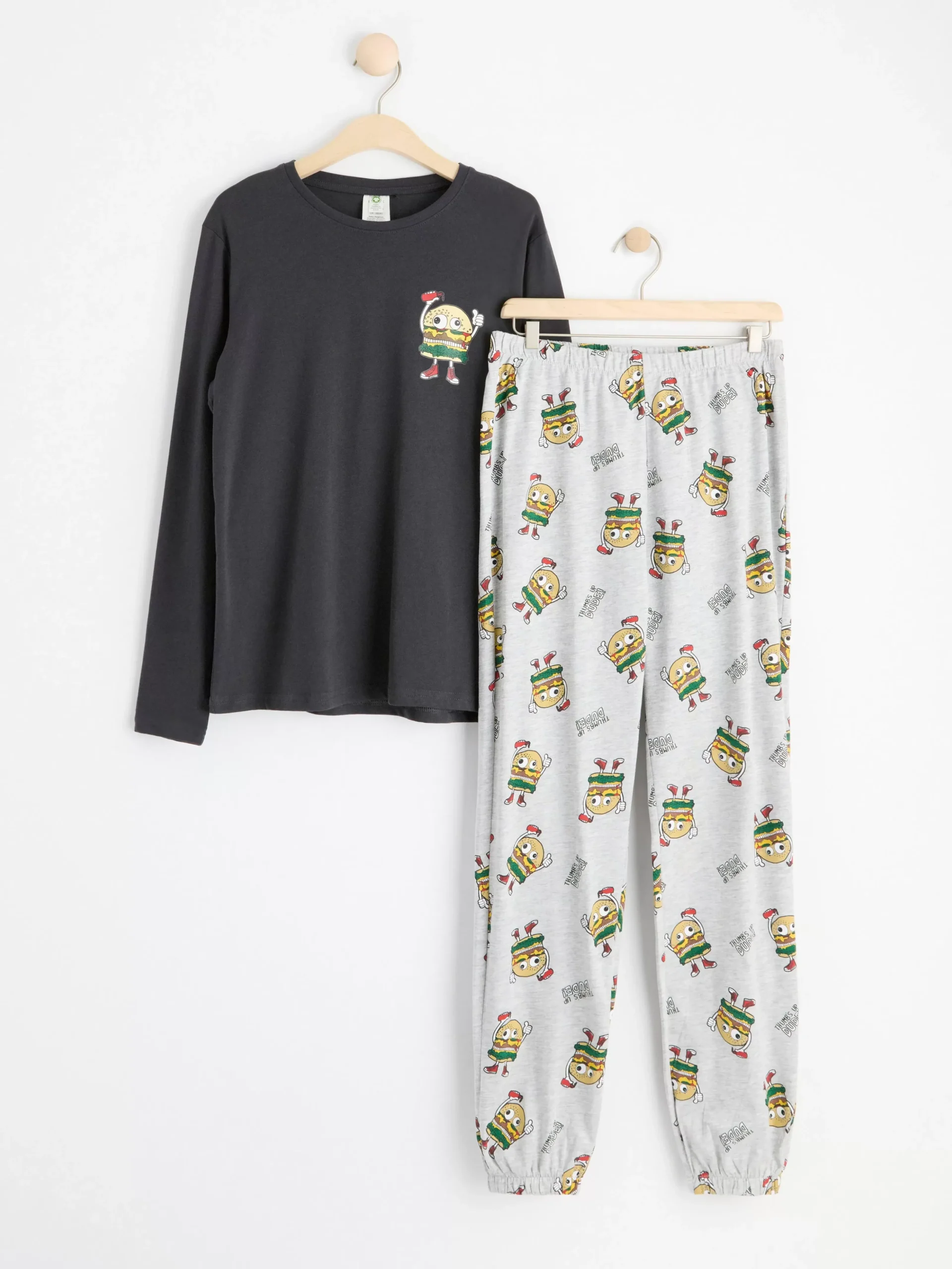 Nattplagg>Lindex Pyjamasset Med Hamburgare Black