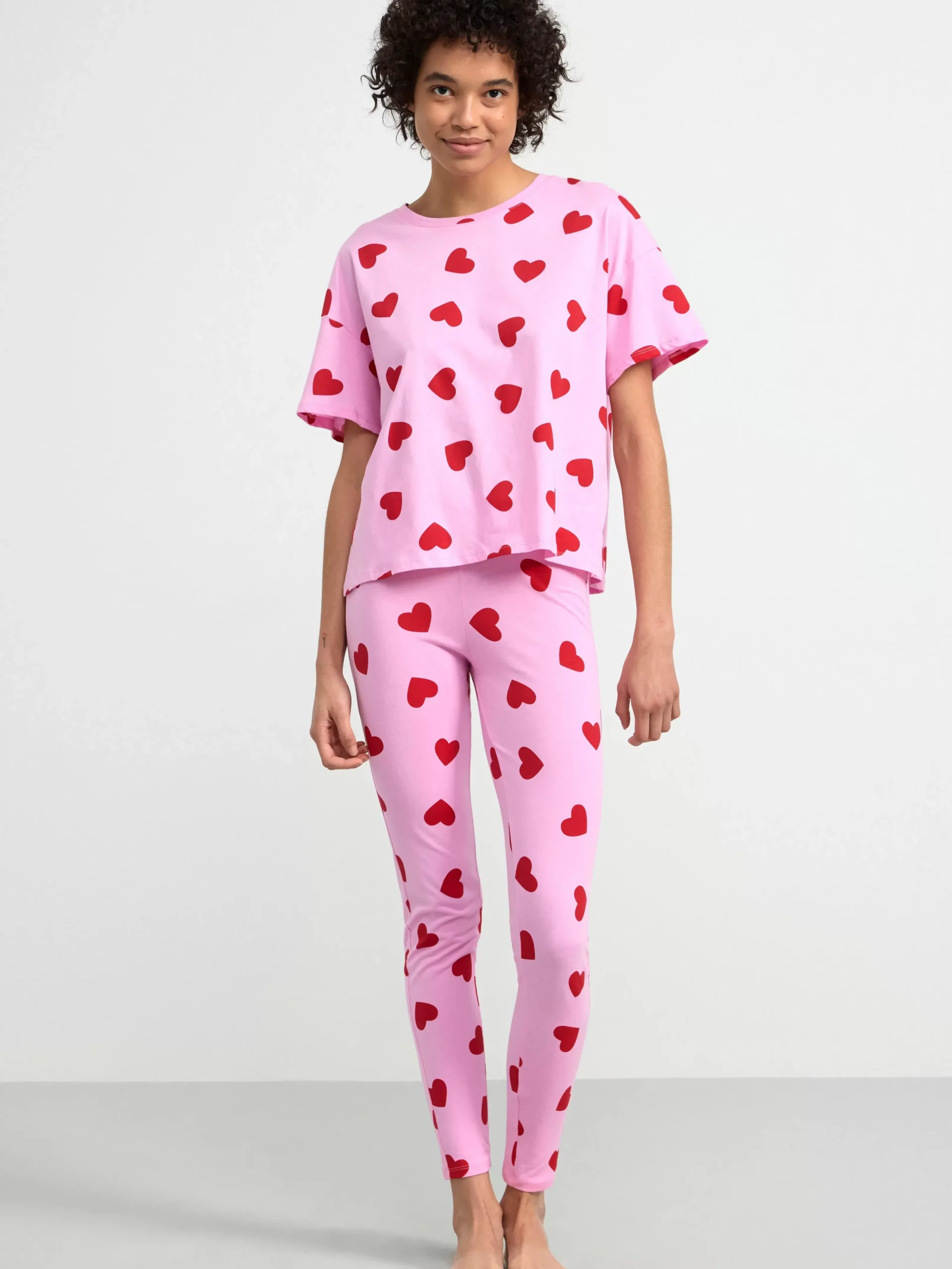 Nattplagg>Lindex Pyjamasset Med Hjartan Light Pink