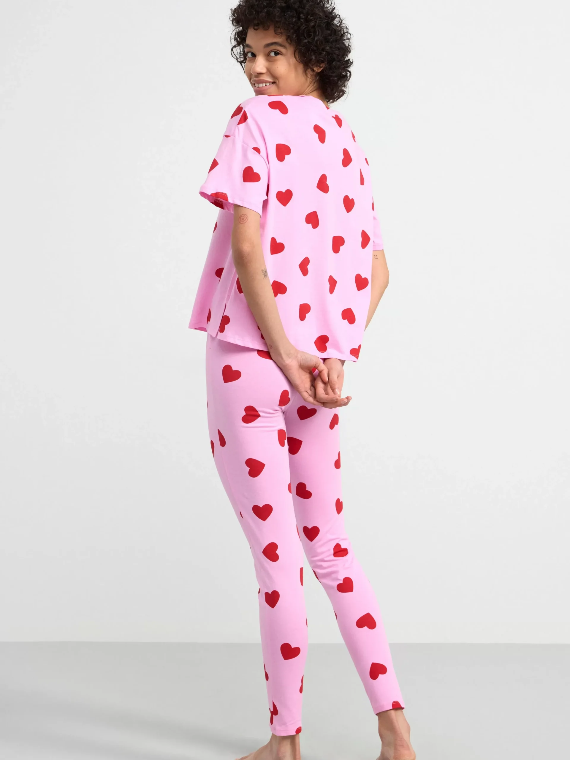 Nattplagg>Lindex Pyjamasset Med Hjartan Light Pink