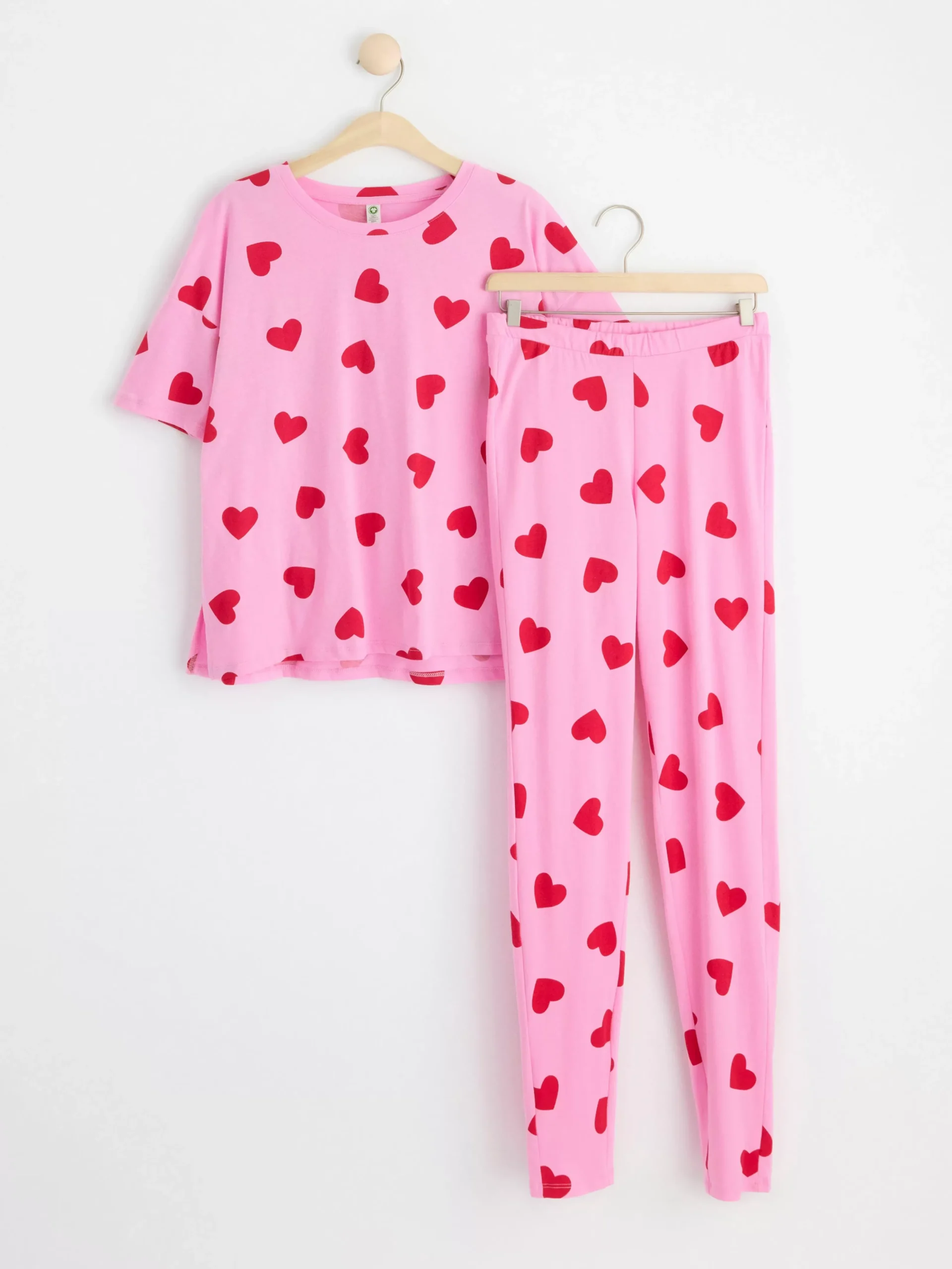 Nattplagg>Lindex Pyjamasset Med Hjartan Light Pink