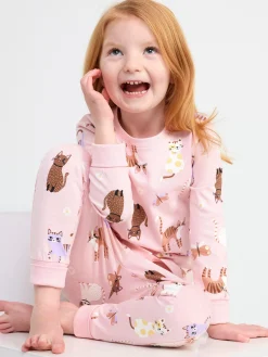Nattplagg>Lindex Pyjamasset Med Katter Och Fjarilar Light Pink