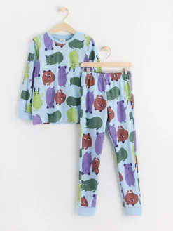 Nattplagg>Lindex Pyjamasset Med Langarmad Topp Och Byxa Light Blue
