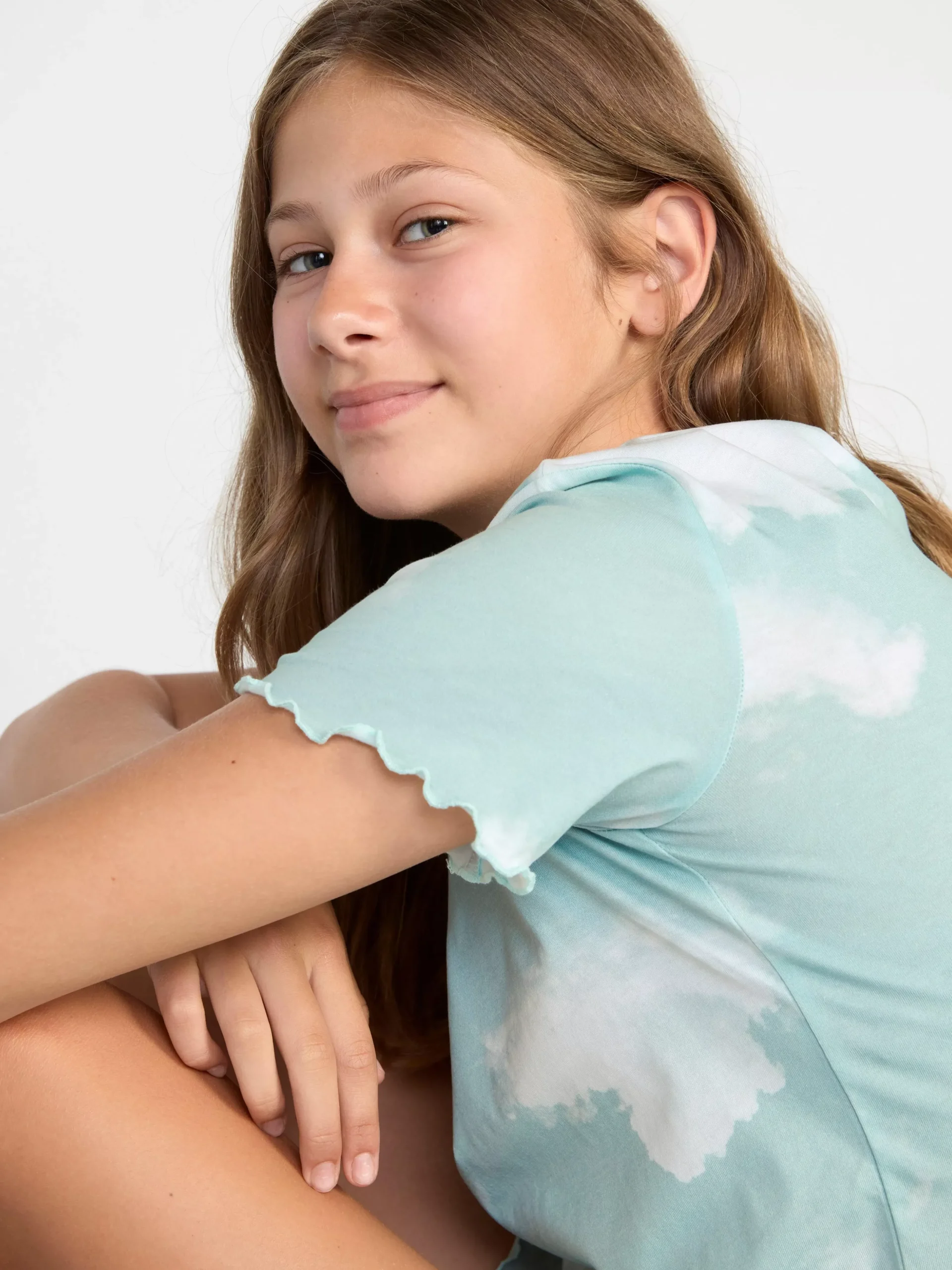 Nattplagg>Lindex Pyjamasset Med Moln Light Dusty Turquoise