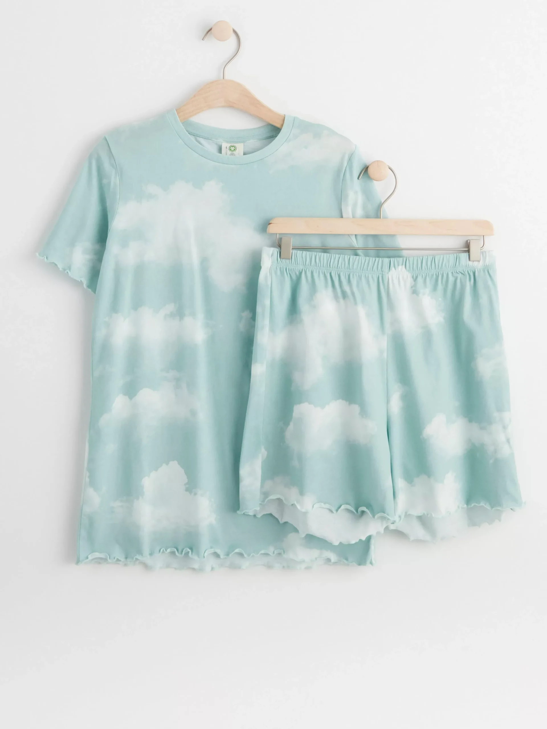 Nattplagg>Lindex Pyjamasset Med Moln Light Dusty Turquoise