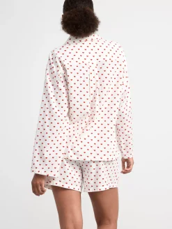 Nattplagg>Lindex Pyjamasset Med Skjorta Och Shorts I Backeboljabomull Red