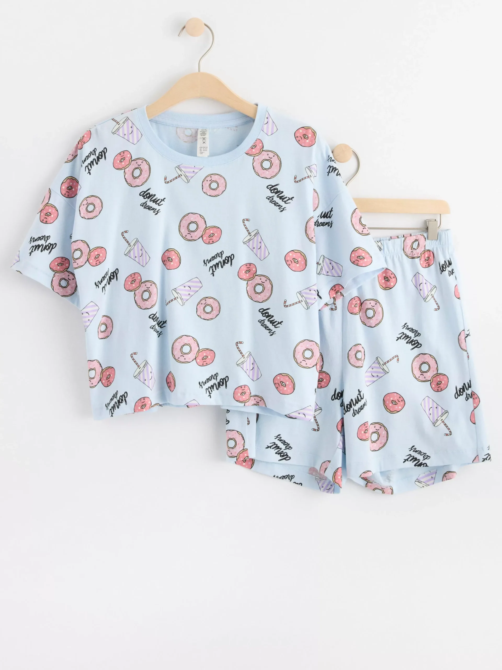 Nattplagg>Lindex Pyjamasset Med Topp Och Shorts Light Blue