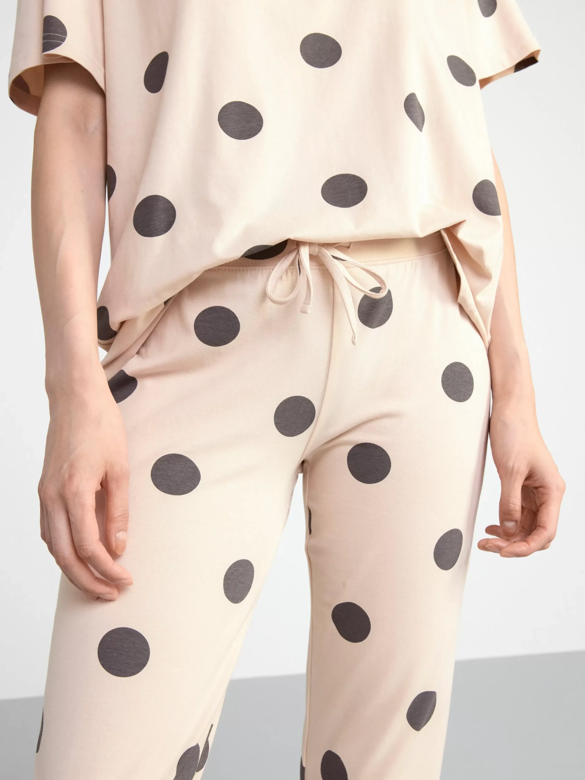 Nattplagg>Lindex Pyjamasset Med T-Shirt Och Byxa Light Beige