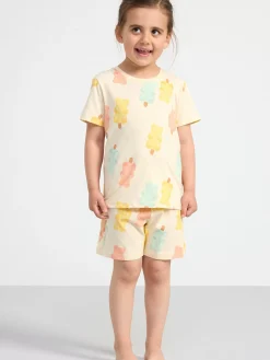 Nattplagg>Lindex Pyjamasset Med T-Shirt Och Shorts Light Yellow