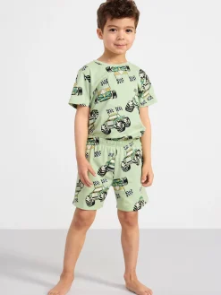 Nattplagg>Lindex Pyjamasset Med T-Shirt Och Shorts Light Dusty Green