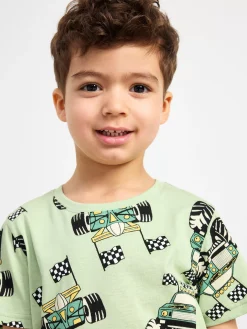 Nattplagg>Lindex Pyjamasset Med T-Shirt Och Shorts Light Dusty Green