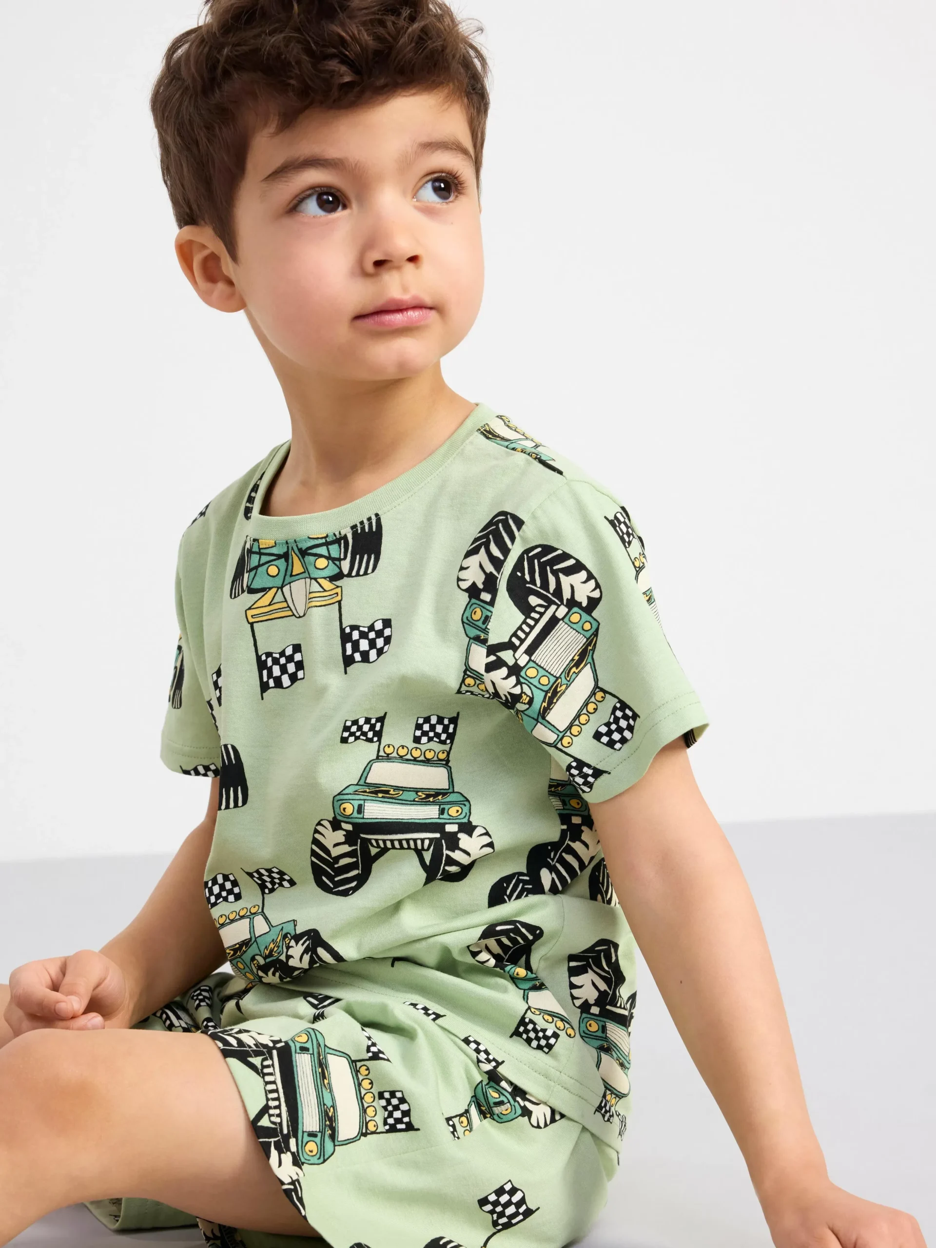 Nattplagg>Lindex Pyjamasset Med T-Shirt Och Shorts Light Dusty Green