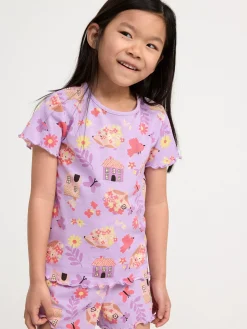 Nattplagg>Lindex Pyjamasset Med T-Shirt Och Shorts Light Lilac