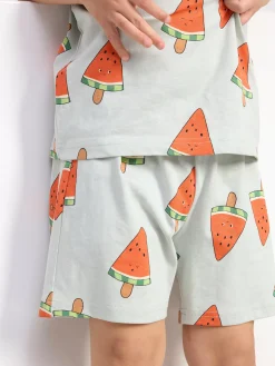 Nattplagg>Lindex Pyjamasset Med T-Shirt Och Shorts Light Aqua