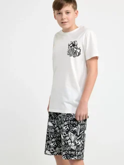 Nattplagg>Lindex Pyjamasset Med T-Shirt Och Shorts Off White