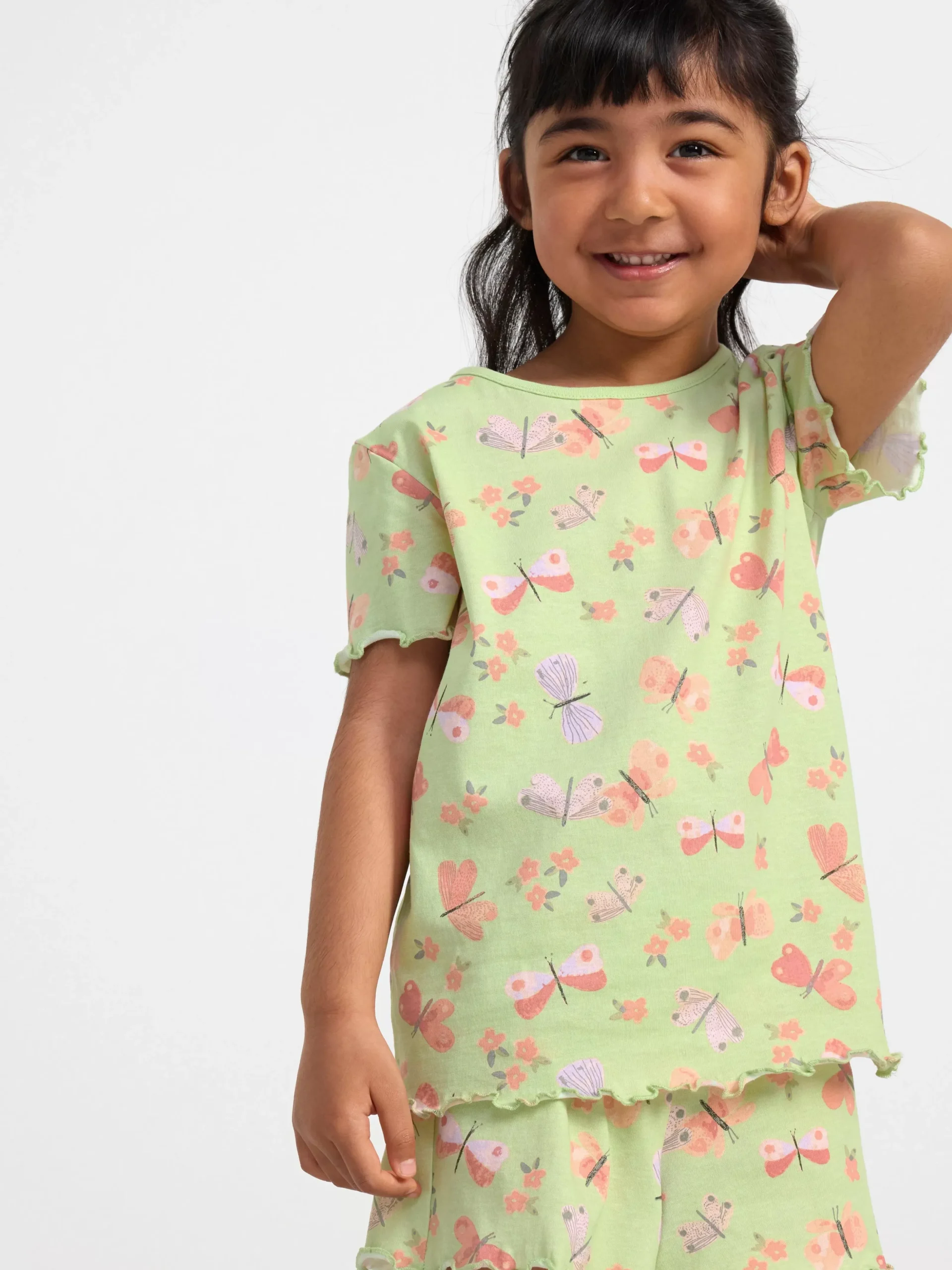 Nattplagg>Lindex Pyjamasset Med T-Shirt Och Shorts Light Dusty Green