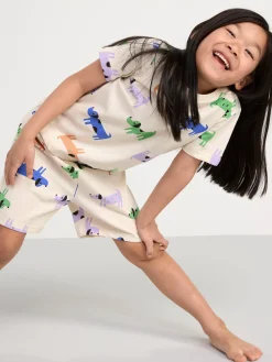 Nattplagg>Lindex Pyjamasset Med T-Shirt Och Shorts Light Beige