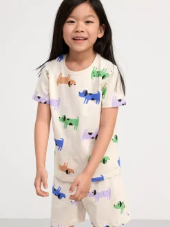 Nattplagg>Lindex Pyjamasset Med T-Shirt Och Shorts Light Beige