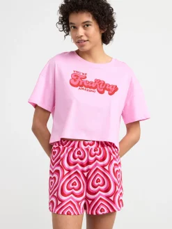 Nattplagg>Lindex Pyjamasset Med T-Shirt Och Shorts Light Pink