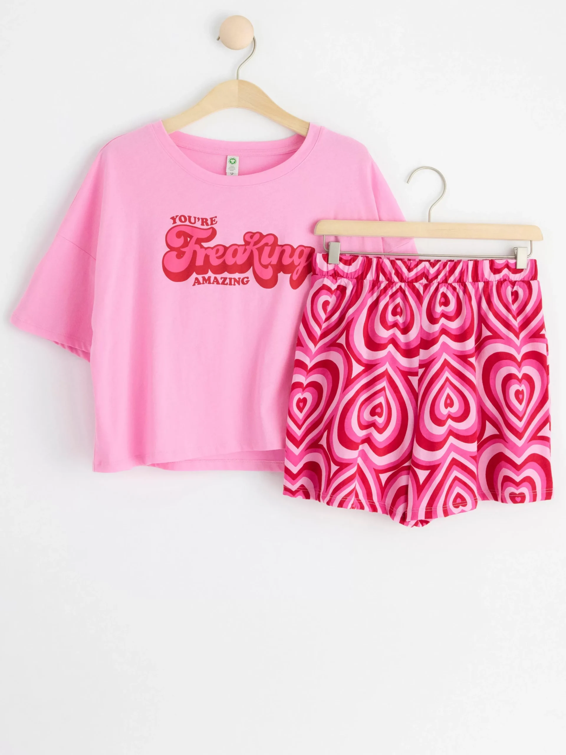 Nattplagg>Lindex Pyjamasset Med T-Shirt Och Shorts Light Pink