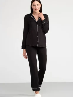 Nattplagg>Lindex Pyjamasskjorta I Mjuk Trika Black