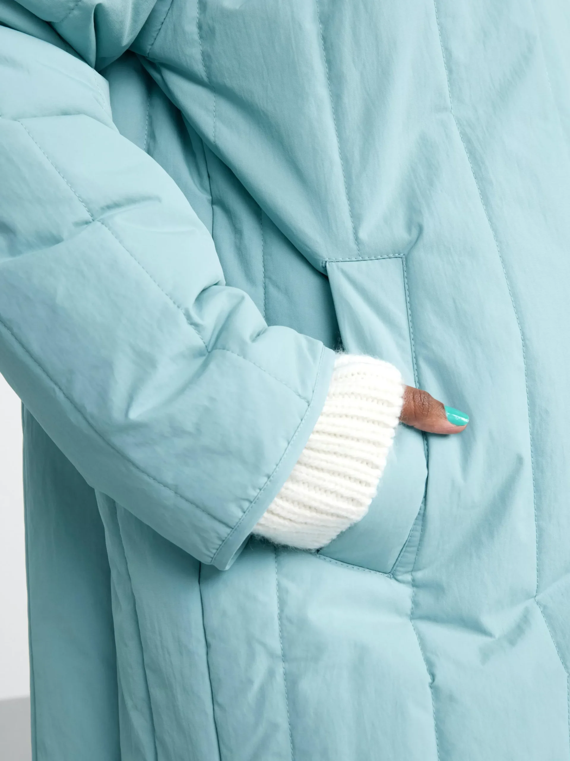 Ytterkläder>Lindex Quiltad Vattenavvisande Kappa Light Dusty Turquoise