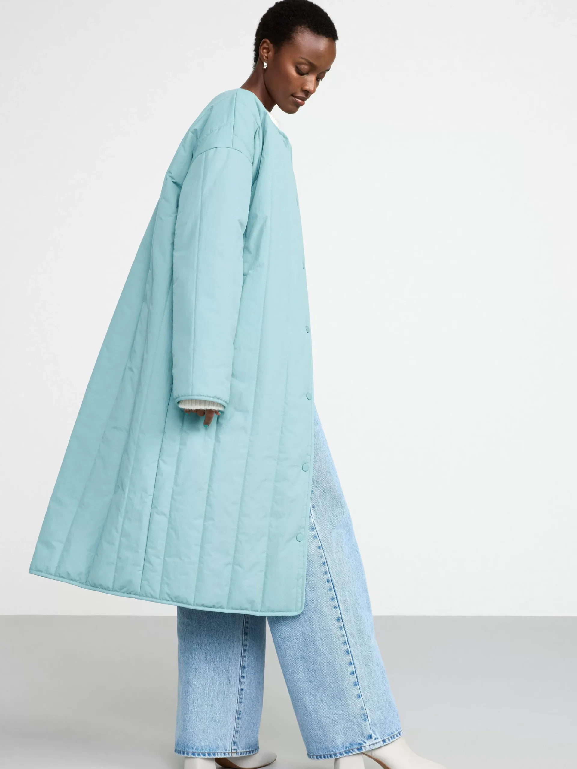 Ytterkläder>Lindex Quiltad Vattenavvisande Kappa Light Dusty Turquoise