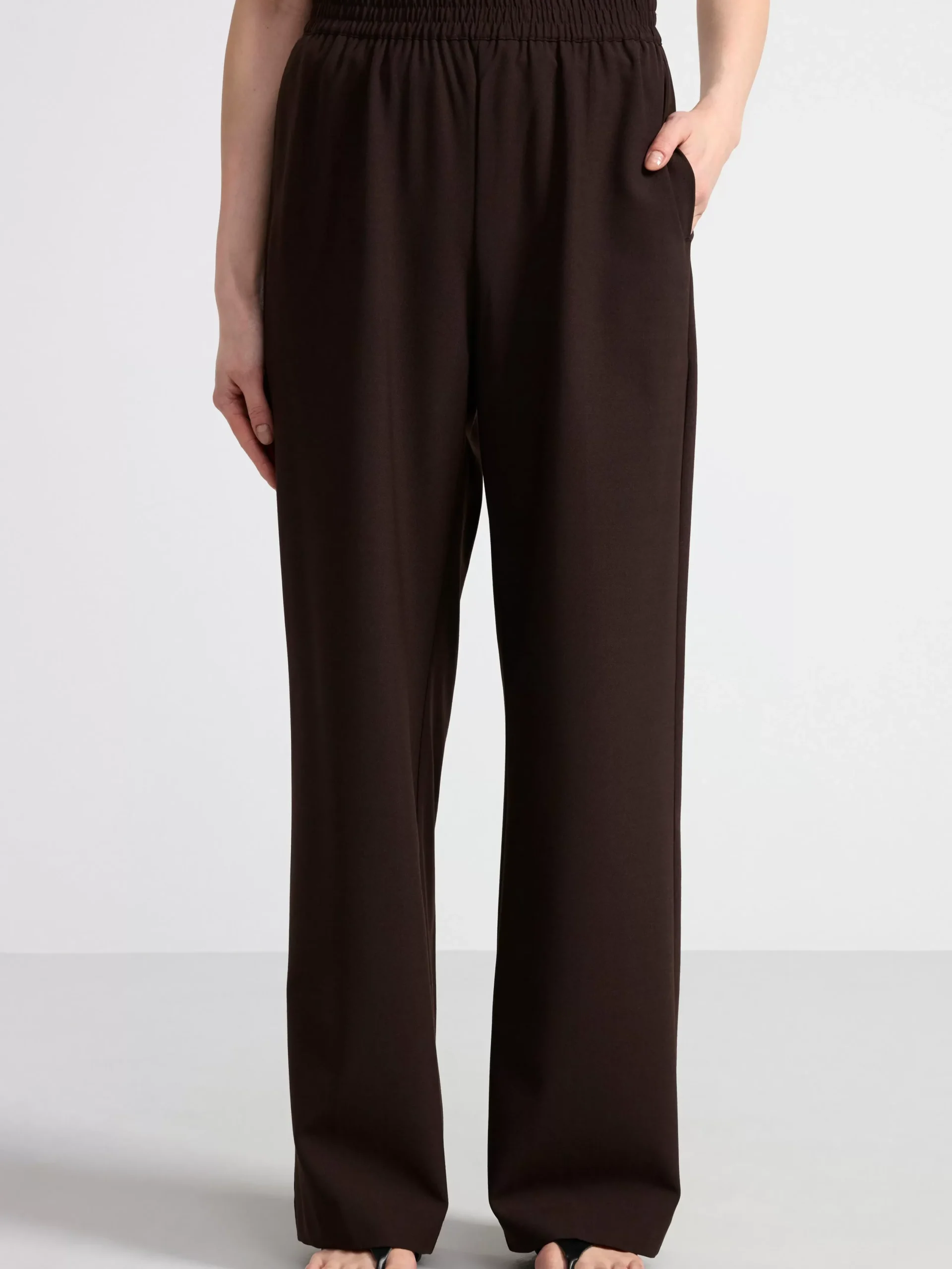 Byxor>Lindex Rak Byxa I Ullblandning Dark Brown