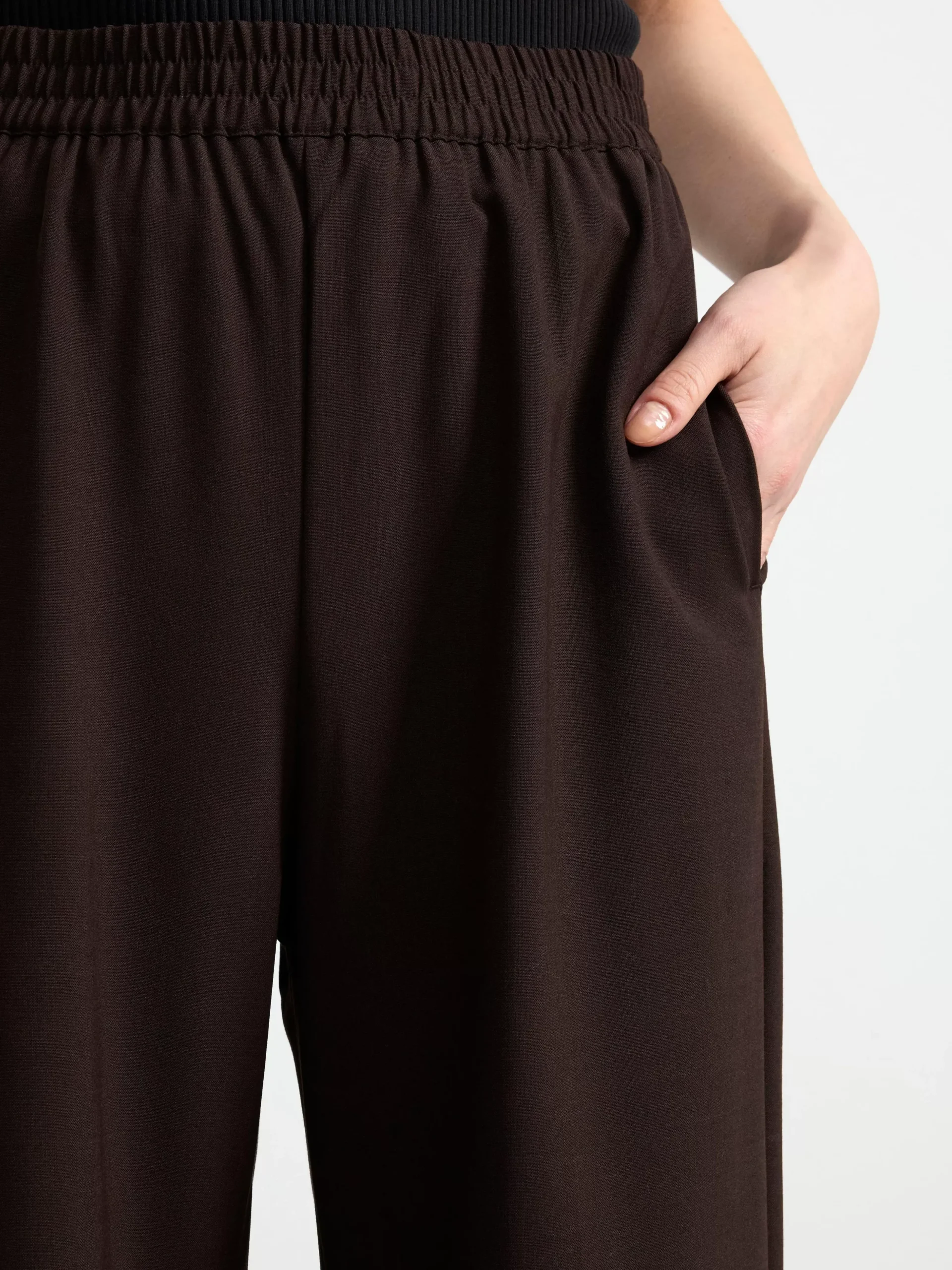 Byxor>Lindex Rak Byxa I Ullblandning Dark Brown