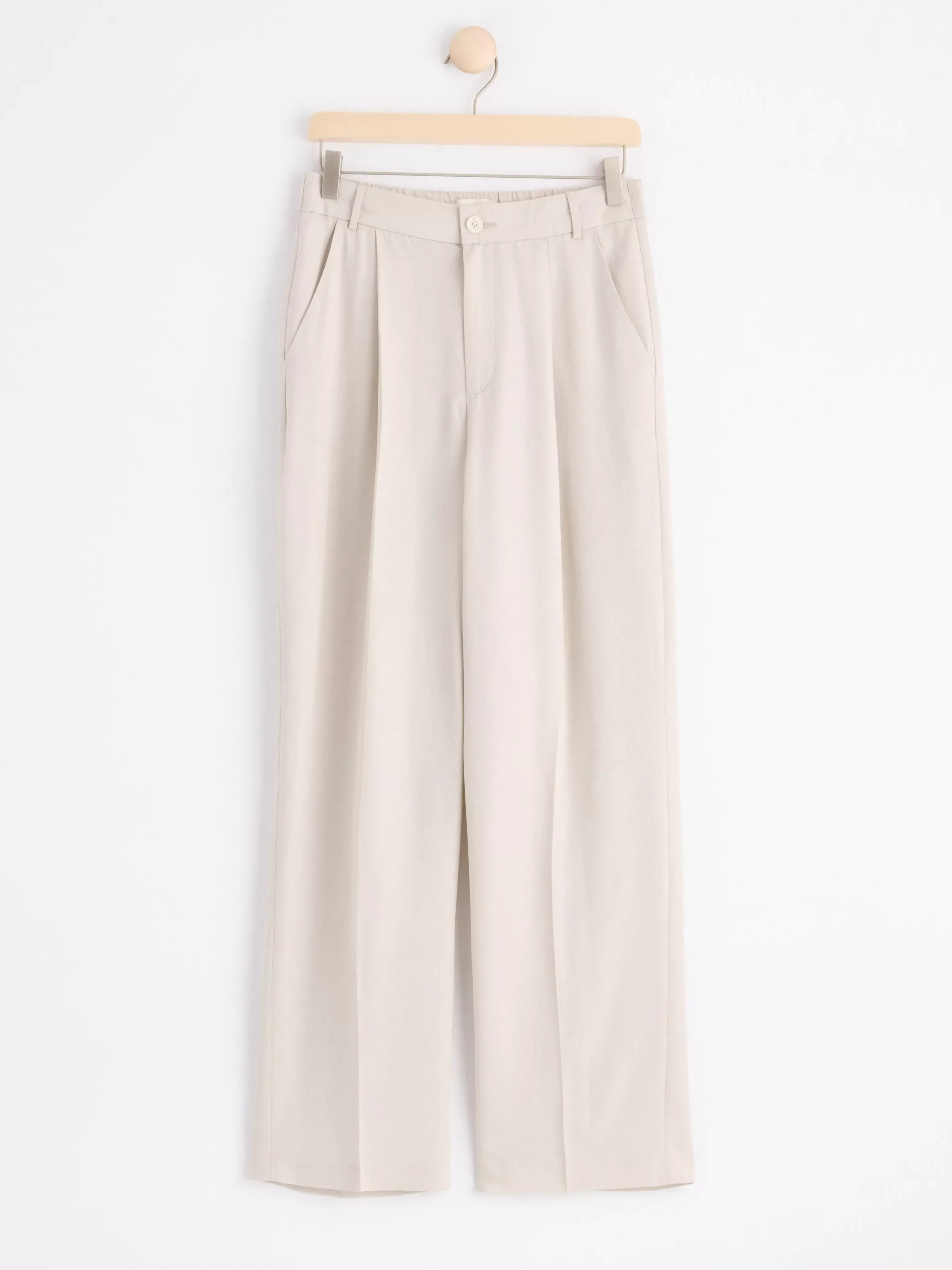Byxor>Lindex Rak Byxa Med Hog Midja Light Beige