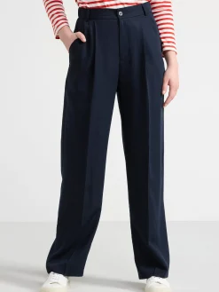 Byxor>Lindex Rak Byxa Med Hog Midja Dark Navy