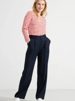 Byxor>Lindex Rak Byxa Med Hog Midja Dark Navy