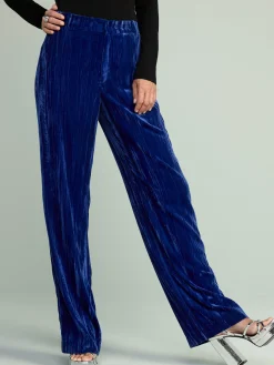 Byxor>Lindex Rak Sammetsbyxa Med Normalhog Midja Dark Blue