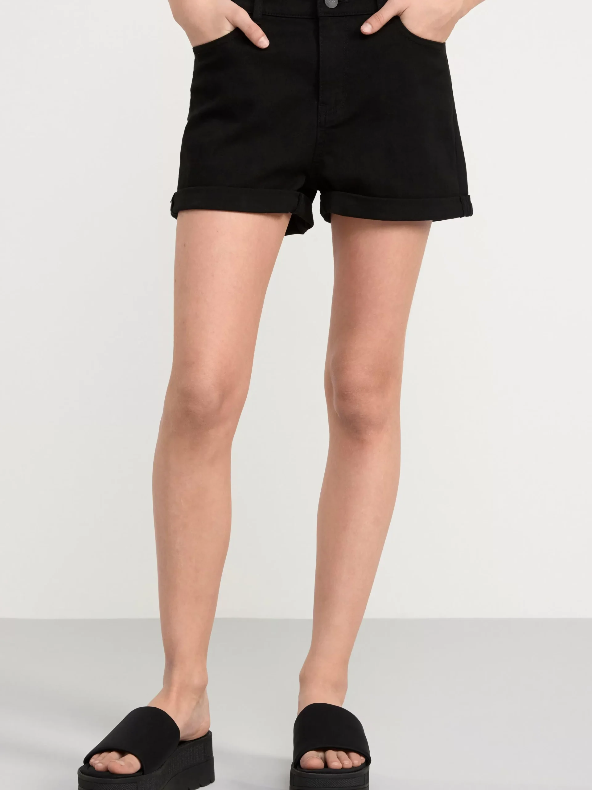 Byxor & Leggings>Lindex Raka Twillshorts Med Hog Midja Black