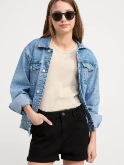 Byxor & Leggings>Lindex Raka Twillshorts Med Hog Midja Black