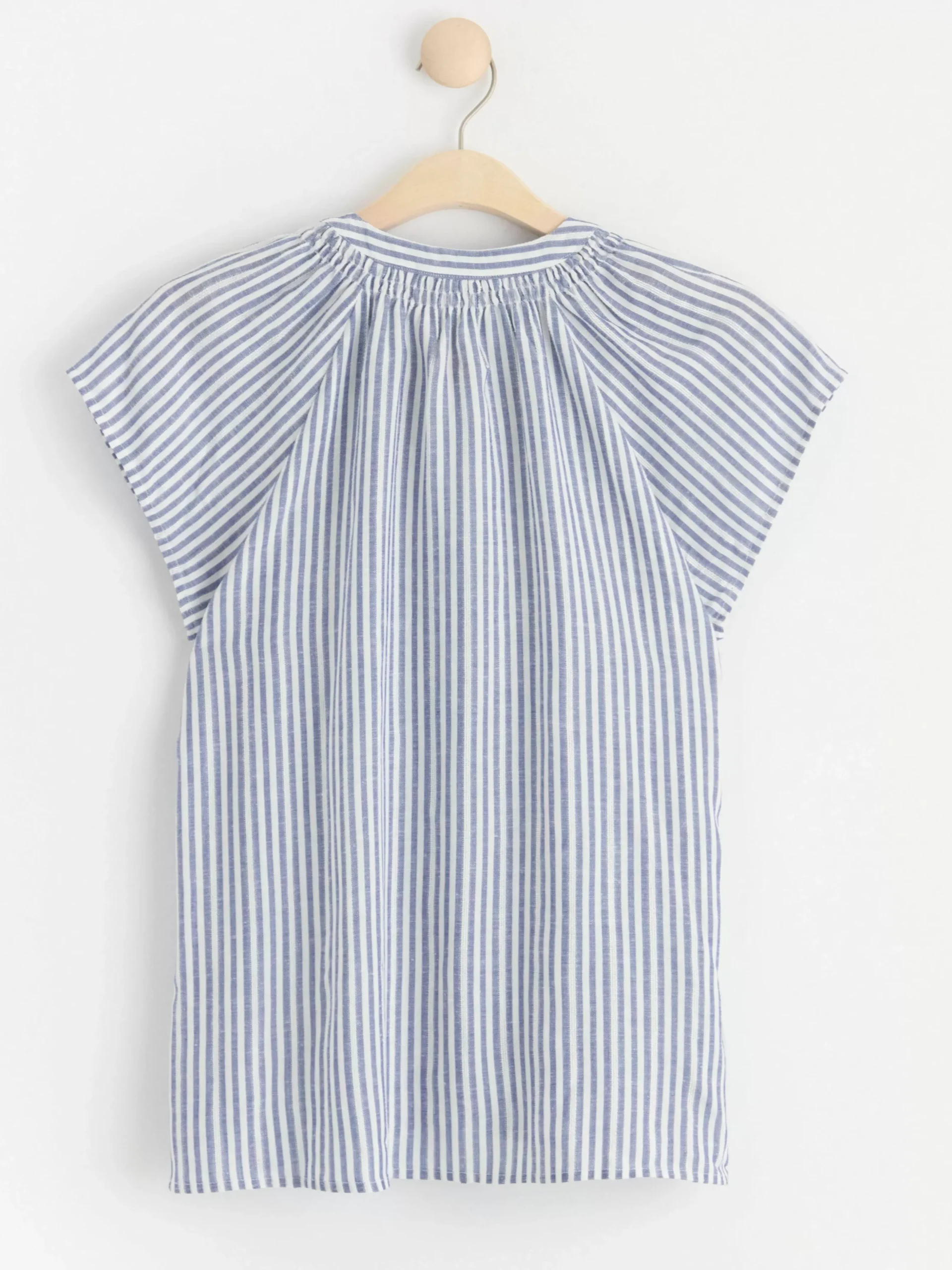 Blusar & Skjortor>Lindex Randig Blus Med Kort Arm Chambray Blue
