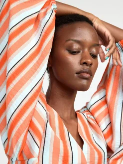 Blusar & Skjortor>Lindex Randig Blus Med Puffarm Orange