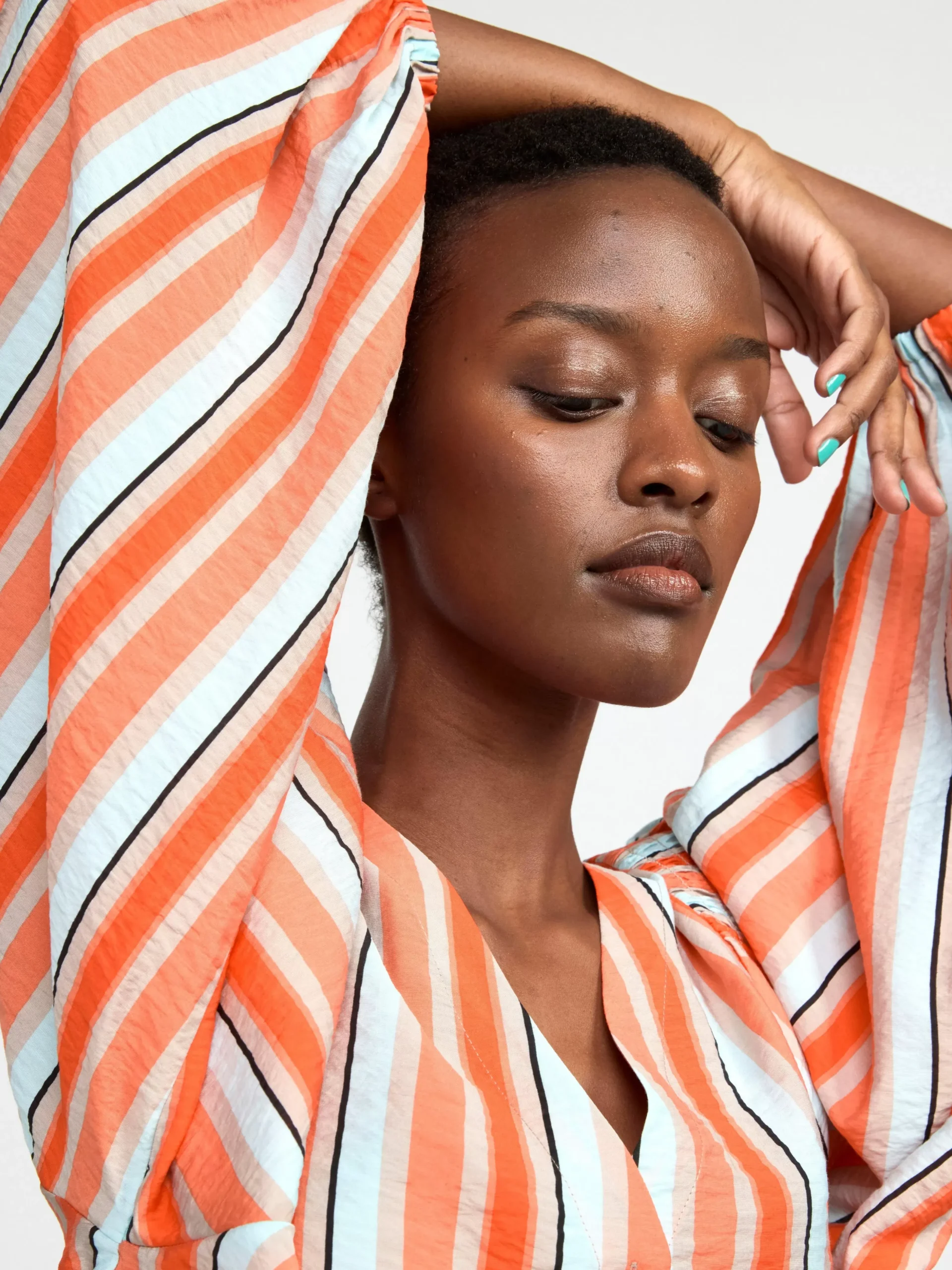 Blusar & Skjortor>Lindex Randig Blus Med Puffarm Orange