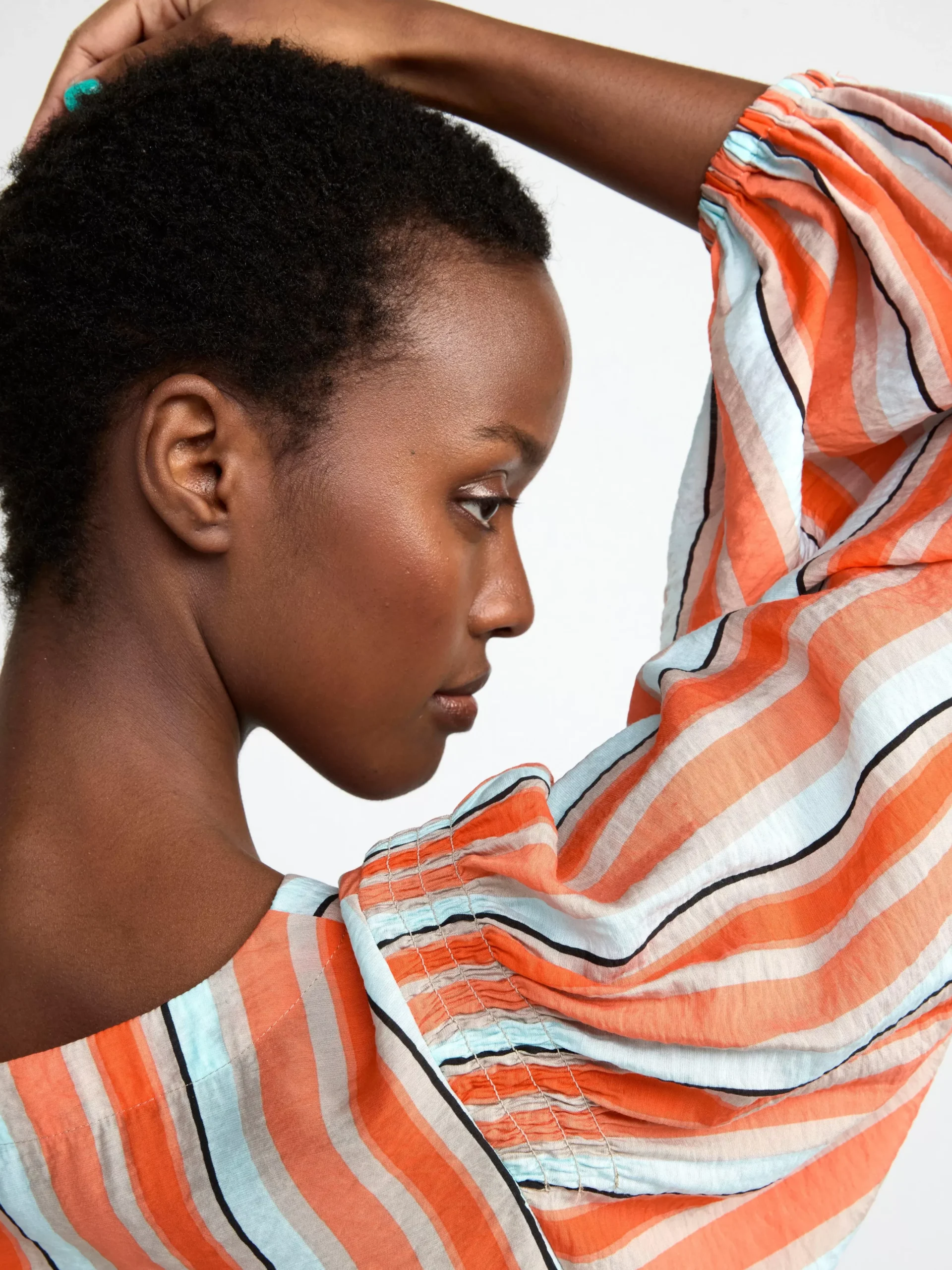 Blusar & Skjortor>Lindex Randig Blus Med Puffarm Orange