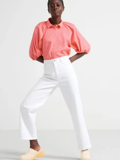 Blusar & Skjortor>Lindex Randig Blus Med Puffarm Pink